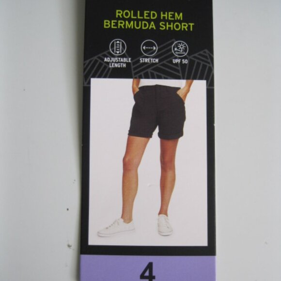 Eddie Bauer Women’s adjustable Rolled Hem Bermuda Shorts, stretch, UPF50 Black 4 - Picture 1 of 11